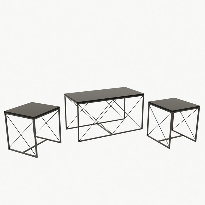 Hanah Home Defne - Juego de mesas de centro Antracita y Negro Hanah Home Defne - Juego de mesas de centro Antracita y Negro